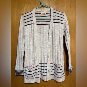 🧶‎ Vintage 70s/80s Striped Knit Cardigan – Grandpa Chic